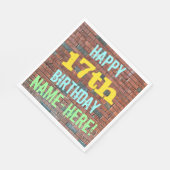 レンガ壁グラフィティインスパイア17誕生日+名前 スタンダードランチョンナプキン (角)