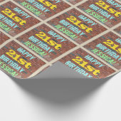 レンガ壁グラフィティインスパイア21歳の誕生日+名前 ラッピングペーパー (角)