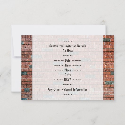 レンガ壁グラフィティインスパイア21歳の誕生日+名前 招待状 (裏面)