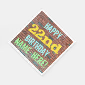 レンガ壁グラフィティインスパイア22誕生日+名前 スタンダードランチョンナプキン (角)