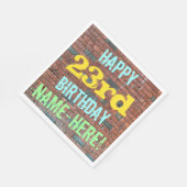 レンガ壁グラフィティインスパイア23誕生日+名前 スタンダードランチョンナプキン (角)