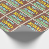 レンガ壁グラフィティインスパイア25誕生日+名前 ラッピングペーパー (角)