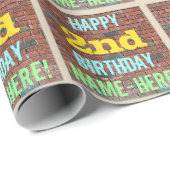 レンガ壁グラフィティインスパイア2nd誕生日+名前 ラッピングペーパー (ロールコーナー)