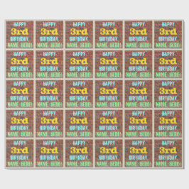 レンガ壁グラフィティインスパイア3回目の誕生日+名前 ラッピングペーパー