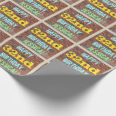 レンガ壁グラフィティインスパイア32番目の誕生日+名前 ラッピングペーパー (角)