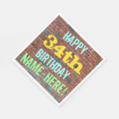 レンガ壁グラフィティインスパイア34誕生日+名前 スタンダードランチョンナプキン (角)