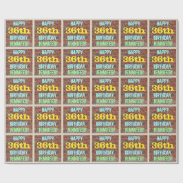 レンガ壁グラフィティインスパイア36誕生日+名前 ラッピングペーパー