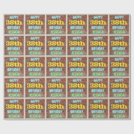 レンガ壁グラフィティインスパイア38誕生日+名前 ラッピングペーパー