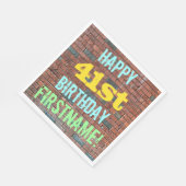 レンガ壁グラフィティインスパイア41誕生日+名前 スタンダードランチョンナプキン (角)