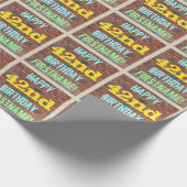 レンガ壁グラフィティインスパイア42番目の誕生日+名前 ラッピングペーパー (角)