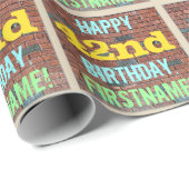 レンガ壁グラフィティインスパイア42番目の誕生日+名前 ラッピングペーパー (ロールコーナー)