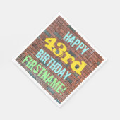 レンガ壁グラフィティインスパイア43誕生日+名前 スタンダードランチョンナプキン (角)