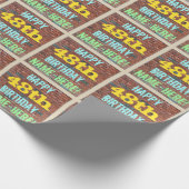 レンガ壁グラフィティインスパイア48誕生日+名前 ラッピングペーパー (角)