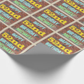 レンガ壁グラフィティインスパイア52番目の誕生日+名前 ラッピングペーパー (角)