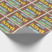 レンガ壁グラフィティインスパイア53誕生日+名前 ラッピングペーパー (角)