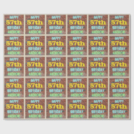 レンガ壁グラフィティインスパイア57誕生日+名前 ラッピングペーパー