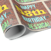 レンガ壁グラフィティインスパイア58誕生日+名前 ラッピングペーパー (ロールコーナー)