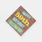 レンガ壁グラフィティインスパイア59誕生日+名前 スタンダードランチョンナプキン (角)