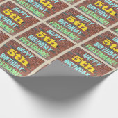 レンガ壁グラフィティインスパイア5th誕生日+名前 ラッピングペーパー (角)