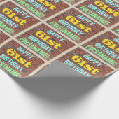 レンガ壁グラフィティインスパイア61誕生日+名前 ラッピングペーパー (角)