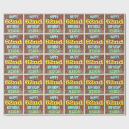 レンガ壁グラフィティインスパイア62番目の誕生日+名前 ラッピングペーパー