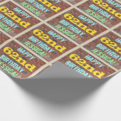 レンガ壁グラフィティインスパイア62番目の誕生日+名前 ラッピングペーパー (角)