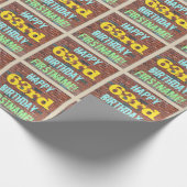 レンガ壁グラフィティインスパイア63誕生日+名前 ラッピングペーパー (角)