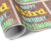 レンガ壁グラフィティインスパイア63誕生日+名前 ラッピングペーパー (ロールコーナー)