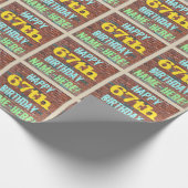 レンガ壁グラフィティインスパイア67誕生日+名前 ラッピングペーパー (角)