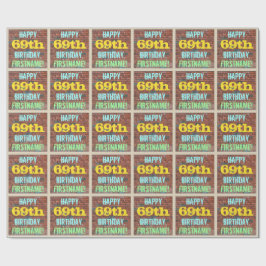 レンガ壁グラフィティインスパイア69誕生日+名前 ラッピングペーパー