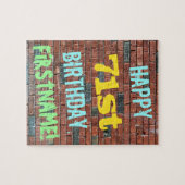 レンガ壁グラフィティインスパイア71誕生日+名前 ジグソーパズル (横)