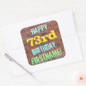 レンガ壁グラフィティインスパイア73誕生日+名前 スクエアシール (封筒)