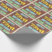 レンガ壁グラフィティインスパイア73誕生日+名前 ラッピングペーパー (角)