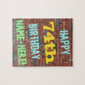 レンガ壁グラフィティインスパイア74誕生日+名前 ジグソーパズル (横)