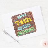 レンガ壁グラフィティインスパイア74誕生日+名前 スクエアシール (封筒)