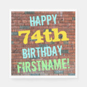 レンガ壁グラフィティインスパイア74誕生日+名前 スタンダードランチョンナプキン (正面)