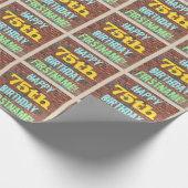 レンガ壁グラフィティインスパイア75誕生日+名前 ラッピングペーパー (角)