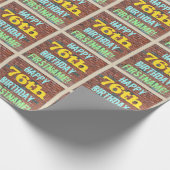 レンガ壁グラフィティインスパイア76誕生日+名前 ラッピングペーパー (角)