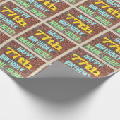 レンガ壁グラフィティインスパイア77誕生日+名前 ラッピングペーパー (角)