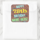 レンガ壁グラフィティインスパイア78誕生日+名前 スクエアシール (バッグ)