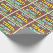 レンガ壁グラフィティインスパイア78誕生日+名前 ラッピングペーパー (角)