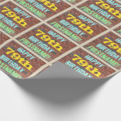 レンガ壁グラフィティインスパイア79誕生日+名前 ラッピングペーパー (角)