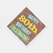 レンガ壁グラフィティインスパイア80誕生日+名前 スタンダードランチョンナプキン (角)