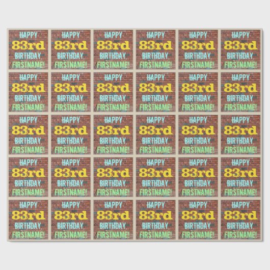レンガ壁グラフィティインスパイア83誕生日+名前 ラッピングペーパー (フラット)