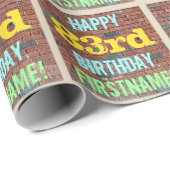 レンガ壁グラフィティインスパイア83誕生日+名前 ラッピングペーパー (ロールコーナー)