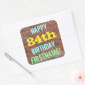 レンガ壁グラフィティインスパイア84誕生日+名前 スクエアシール (封筒)