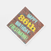 レンガ壁グラフィティインスパイア86誕生日+名前 スタンダードランチョンナプキン (角)