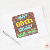 レンガ壁グラフィティインスパイア95誕生日+名前 スクエアシール (封筒)