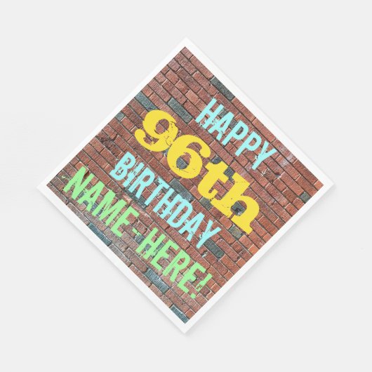 レンガ壁グラフィティインスパイア96誕生日+名前 スタンダードランチョンナプキン (角)