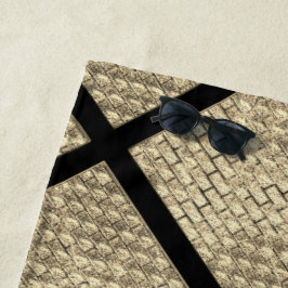 レンガ壁ベージュの素朴なデザインのプリント ビーチタオル